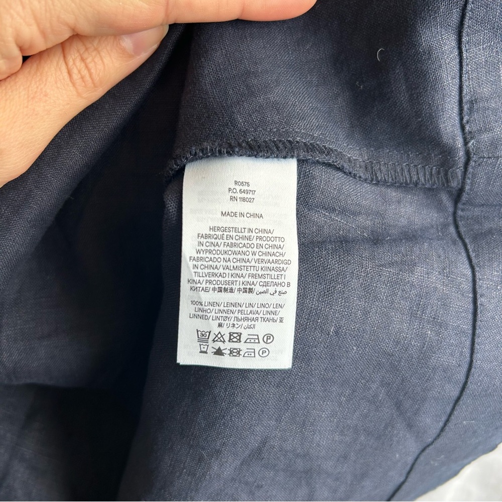 Boden Navy Blue Midi Skirt Verity Linen Classic A-Line Pull On Pockets 4 Petite - Picture 8 of 11